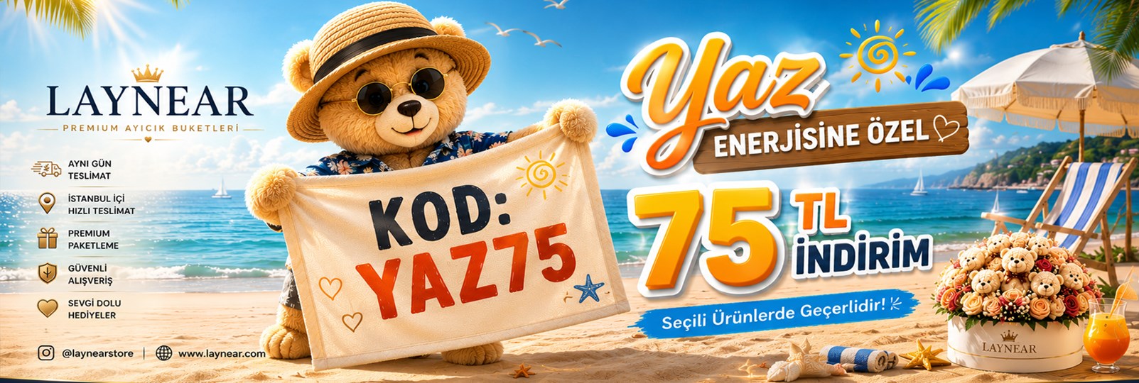 LAYNEAR Premium Ayıcık Buketleri | İstanbul Aynı Gün Teslimat