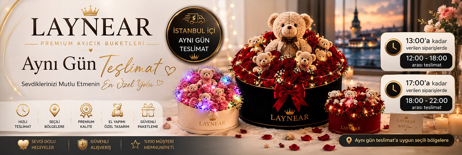 LAYNEAR Premium Ayıcık Buketleri | İstanbul Aynı Gün Teslimat
