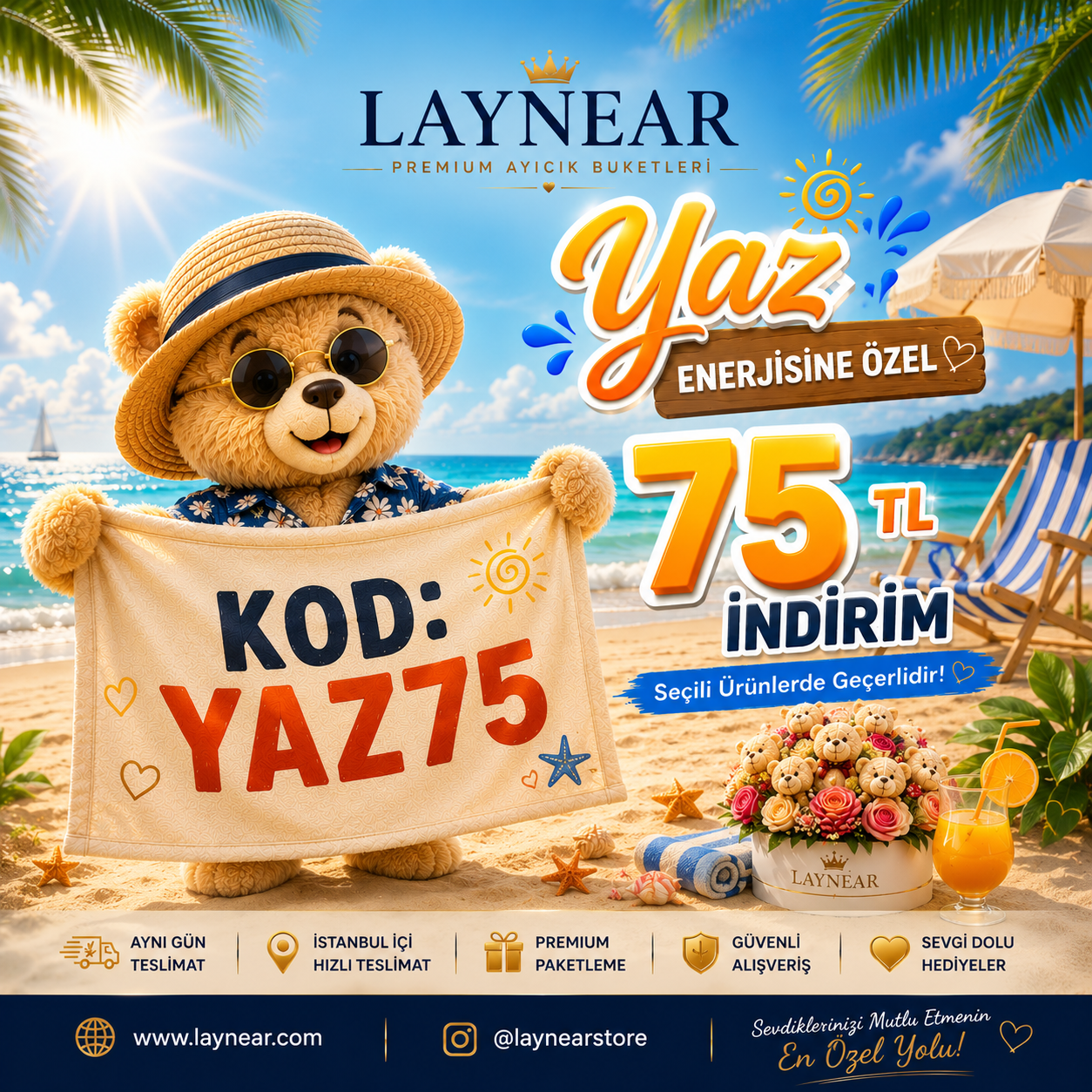 LAYNEAR Premium Ayıcık Buketleri | İstanbul Aynı Gün Teslimat